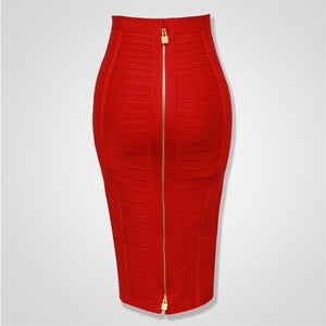 16 Colors Sexy Solid Zipper Orange Blue Black Red Bandage Skirt Women Elastic Bodycon Summer XL XXL Pencil Skirts 58cm