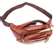 Load image into Gallery viewer, Fashion Men Genuine Leather Fanny Bag for Phone Pouch Male Leather Messenger Bags Brand Fanny Pack Male Travel Waist Bag Men
