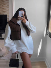 Load image into Gallery viewer, 2022 Women Fashion Brown Cropped Vest Coat Female Stand Collar Zipper Waistcoat Ladies Casual Outerwear
