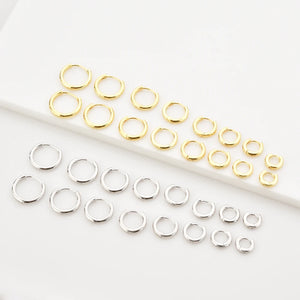 ANDYWEN 925 Sterling Silver Gold 5mm -12mm Plain Thick Huggies Size Circle Hoop Luxury Jewelry 2021 Women Wedding Gift Jewels