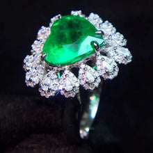 Load image into Gallery viewer, 9K Gold ring Lab Created 5ct Emerald and Moissanite Diamond Ring With national certificate Em-022
