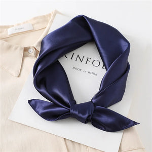 2023 New Fashion Silk Square Scarf For Women 60cm Satin Neck Hair Tie Band Bag Warp Soft Neckerchief Hijabs Head Female Foulard