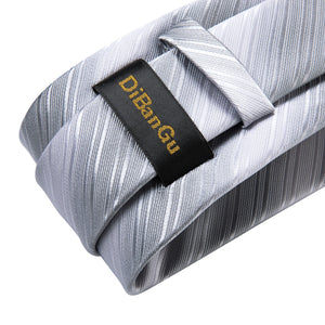 Gray Striped Paisley Silk Ties For Men Wedding Accessories Men's 8cm Neck Tie Pocket Square Cufflinks Gift For Men DiBanGu