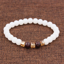 Load image into Gallery viewer, Top Natural White Chalcedony Garnet Bracelets &amp; Bangle For Women Jewelry Buddha Elastic Yoga Stone Bead Bracelet DropShipping
