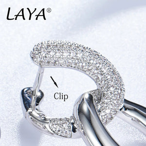 925 Sterling Silver Luxury Clear Cubic Zircon Chain Drop Earrings Women Girls Engagement Party Fashion Jewelry Gift