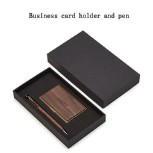 Load image into Gallery viewer, Amgoth Customize Business Card Holder Wood ID Wallet Card Case For Women Men Metal Credit Card Box
