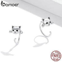 Load image into Gallery viewer, BAMOER Genuine 925 Sterling Silver Minimalist Cute Tail Stud Earrings for Women Animal Fashion Jewelry Orecchini 4 Colors SCE965
