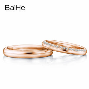 BAIHE Solid 18K White Gold H/SI Natural Diamond Ring Man Women Wedding Band Fine Jewelry Trendy Couple Ring Zoben Ma'aurata