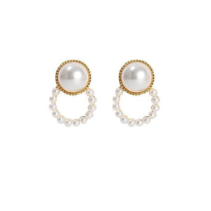 2020 Korean New Simple Geometry Earrings Fashion Temperament Sweet Pearl Flower Earrings Female Jewelry