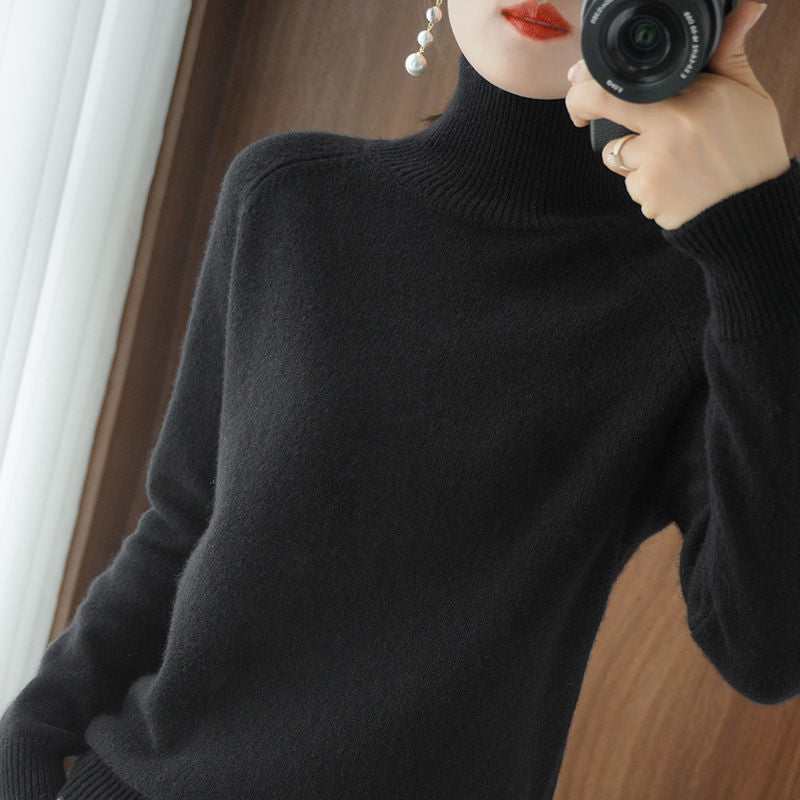 Turtleneck Pullover Fall/winter 2022 Cashmere Sweater Women Pure Color Casual Long-sleeved Loose Pullover Bottoming Women's