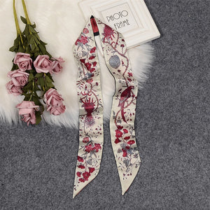 Rose Brand Scarf Women Silk Scarf Bag Skinny Scarves New Design Wrist Towel Foulard Neckerchief Headband For Ladies