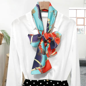 Choice Long Small Women Silk Scarf Tie Decorated Professional Neck Cover Multi-functional Tin Spring Travel Ladies Neckerchiefs