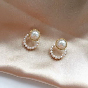 2020 Korean New Simple Geometry Earrings Fashion Temperament Sweet Pearl Flower Earrings Female Jewelry
