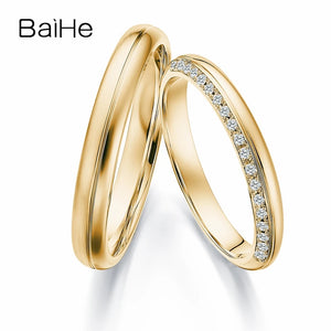 BAIHE Solid 18K White Gold H/SI Natural Diamond Ring Man Women Wedding Band Fine Jewelry Trendy Couple Ring Zoben Ma'aurata