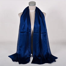 Load image into Gallery viewer, BYSIFA|Dark Blue 100% Silk Scarf Shawl Fall Winter Long Scarves Hijabs 180*70cm Spring Fall Brand Luxury Natural Silk Neck Scarf
