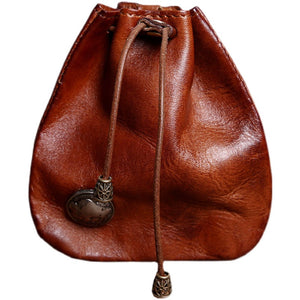 Vegetable Tanned Vintage Car Key Bag Pendant Handmade Genuine Leather