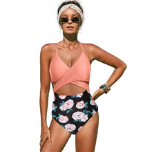 Load image into Gallery viewer, 2024 Summer New Arrival One-Piece Skirt Belly Contracting Swimsuit European and American Sexy Big U-Neck Cross Strap Swimsuit for Women
