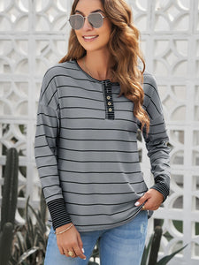 European And American-Style Striped Thin Personality Base Shirt Long-Sleeve T-shirt