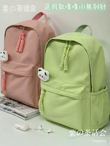 Non-Printed Style Female Fresh Minimalist Solid Color Lightweight Schoolbag