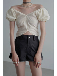 Mrs. Chen Puff Sleeve Crimp Shirt