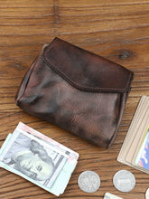 Load image into Gallery viewer, Retro Handmade Genuine Leather Coin Purse Cowhide Women Card Holder Multi-Functional Skeleton-skin Wallet Men&#39;s Mini Storage Pouch
