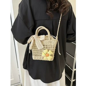 Bag Female French Seaside Holiday Flowers Straw Woven Bag