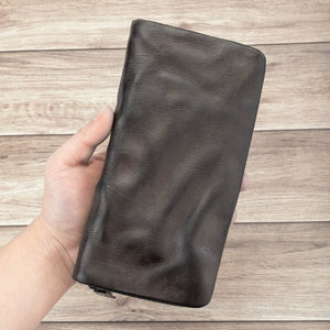 Men's Vintage Handmade Business Long Genuine Leather Wallet