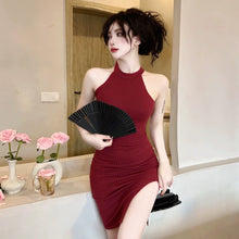 Load image into Gallery viewer, Charming Open-Leg Slit Halter Sleeveless Sheath Skirt
