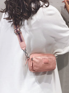INS Fashion Nylon Cloth Color Wide Strap Crossbody Bag