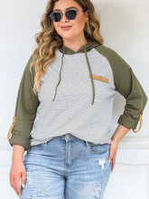 Load image into Gallery viewer, Fashion Plus Size Stripes Hooded Sweatshirt Women&#39;s 2024 Spring &amp; Fall Thin Loose Casual Bottoming Top Women&#39;s Pullover
