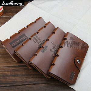 Men's Retro Multi-Slot Card Holder Buckle Three-Fold Wallet