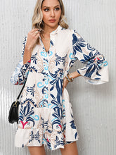 Load image into Gallery viewer, Loose Slim Fit Print Single Row Multi-Buckle Knee Length Dress
