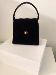 INS Blogger Exquisite Retro Velvet Small Square Bag Quilted Elegant Heart Buckle Handbag 2023 Winter New