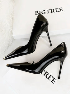 OL Sexy Slimming Glossy Flats Metal Super High Heels