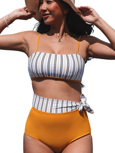 Big Sale Special Offer Stripes Print Separates Swimsuit Female 2024 Fashion Sexy Sling Vest Triangle Hot Spring Swimsuit