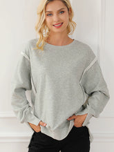 Load image into Gallery viewer, Sweatshirt Fashion Side Slit Pure Color Burr Pullover
