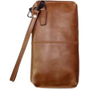 Long Men's Casual Retro First Layer Cowhide Clutch Bag