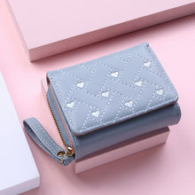 Load image into Gallery viewer, Women&#39;s Wallet Short Chic Embroidered Heart Coin Purse Female Tri Fold Card Holder PU Leather Multi-Card Wallet
