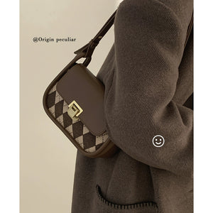 Bag Female French Check Pattren All-Match Ins Saddle Bag