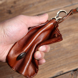 Vegetable Tanned Vintage Car Key Bag Pendant Handmade Genuine Leather