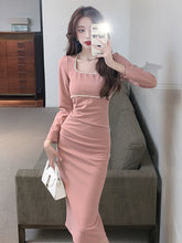 Load image into Gallery viewer, Pleated French Gentle Temperament Long Sleeve Dress
