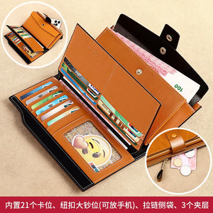 Women's Long Retro Multi-Slot Cowhide Wallet