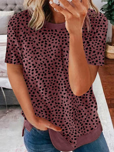 2024 Summer New Arrival Leopard Print Print Short-Sleeved T-shirt Female Fashion Style Fashion Pullover round Neck Half-Sleeve Top Female