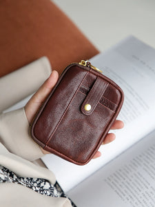 Vegetable Tanned Genuine Leather Retro First-Layer Bank Card Coin Purse