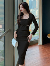 Load image into Gallery viewer, Pleated French Gentle Temperament Long Sleeve Dress
