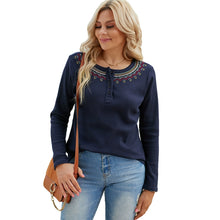 Load image into Gallery viewer, Fashion Spring &amp; Fall New Arrival Pure Color Long Sleeves T-shirt Female 2024 Silm Fashion Patchwork Asymmetric round Neck Knitting Tops
