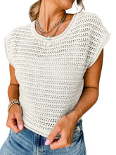 Load image into Gallery viewer, Fashion Knitting Breathable Sleeveless T-shirt Female 2024 Summer New Arrival Fashion All-Match Cut Out Trendy Three-Quarter Sleeve Tops
