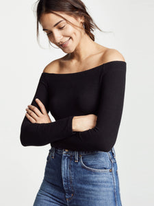 Clavicle off-Shoulder Fashion All-Match Long-Sleeved T-shirt Top