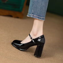 Load image into Gallery viewer, 2024 New Spring and Autumn Shoes French Mary Jane High Heels Platform round Head Patent Leather Fashion Chunky Heel Wedding Shoes for Women
