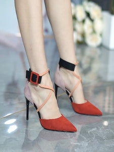 Internet Celebrity Color Matching Young Adult Cross Strap Sexy High Heels